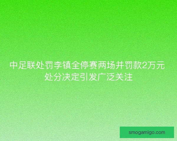 中足联处罚李镇全停赛两场并罚款2万元 处分决定引发广泛关注