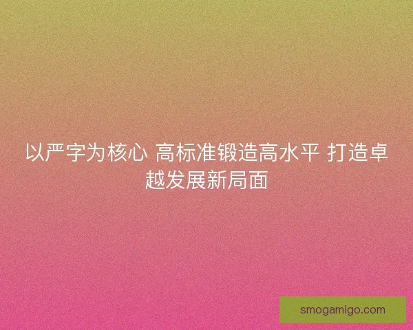 以严字为核心 高标准锻造高水平 打造卓越发展新局面
